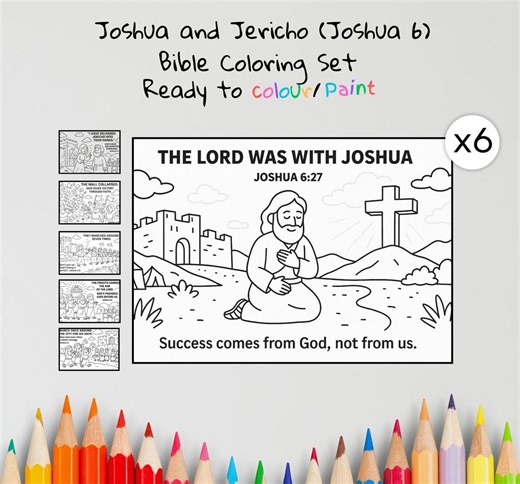 Joshua and Jericho Coloring Pages Craft | Kids Bible Craft | Joshua 6 | Christian Coloring Sheets | Sunday School Lesson - Etsy
