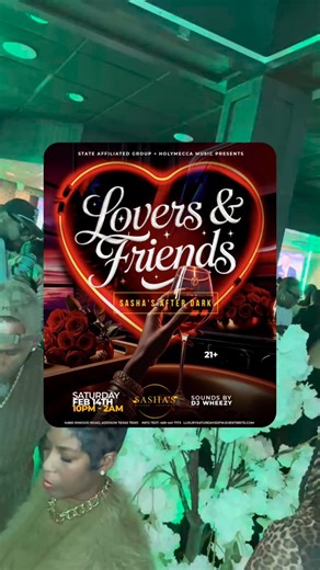State Affiliated Group (S.A.G.) on Instagram: "📢 Sasha's After Dark "Lovers & Friends"... Sat Feb 14th @sashadfw. A party vibe for the mature audience in the DFW. 📍Sasha's Kitchen & Cocktails 14865 Inwood Road, Addison, TX 75001 Mature Party Vibes 10pm - 2am Kitchen Open Late Luxurysaturdaysdfw.eventbrite.com Vibes Control: @djwheezycortez Powered by: @sagdfw @_pwash @dsharp_official @holymeccamusic @sashadfw #dfwnightlife #dallasrestaurants #randb #trapmusic #hiphopmusic #sashas #thingtodoind
