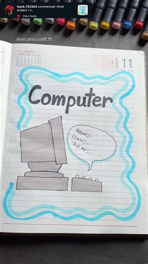 Hindi and Computer assignment front page design #hindi #computer #shorts
