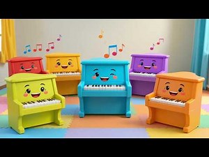 Seven Little Toy Pianos Play Play Play | Music Learning Song & Counting Rhyme