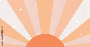 Animated retro backgrounds in 1970s style with sun, rainbow, shining stars, stripes and waves. Aesthetic abstract trendy pattern in an earthy palette. Vintage looping animation.