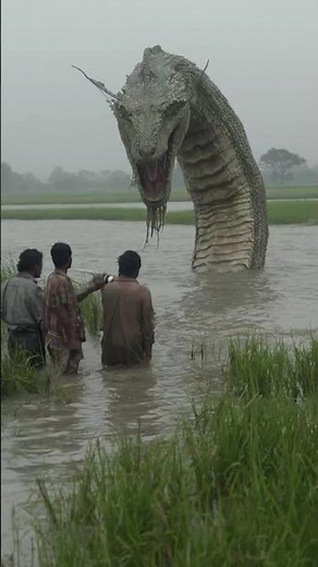 Drone Captures Giant Serpent Slithering Through Indonesian Rice Fields