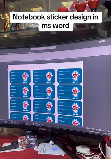 Creative Notebook Sticker Design in MS Word