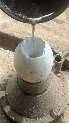 DIY Metal Casting: Liquid Aluminum Egg Pour #shorts #recycling #viralvideo