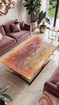 DIY Luxury Pink Glass & Gold Resin Epoxy Table (Satisfying Pour!) 🌸