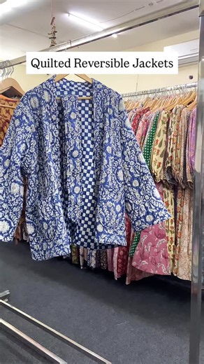 KANTHA AND FABRIC on Instagram: "“Two styles, one jacket✨ Reversible and timeless. 🤩 Wrap yourself in comfort & craftsmanship with our Hand Block Printed Quilted Reversible Jackets. 🌿 Each piece is carefully handmade by skilled artisans, featuring timeless block prints and cozy quilting that makes it perfect for autumn & winter days. #jacket #handblockprintjacket #winteroutfitideas #winterjacket #blockprintjacket #blockprint #blockprinting"