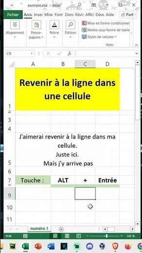 Revenir à la ligne dans une cellule Excel