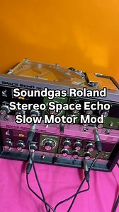 5.5K views · 108 reactions | Soundgas Roland RE-402 Stereo Space Echo with slow motor speed mod. The power switch from the lower chassis is used to turn the slow motor speed circuit on/off while the second repeat rate knob controls the slow motor speed. | Soundgas | Facebook