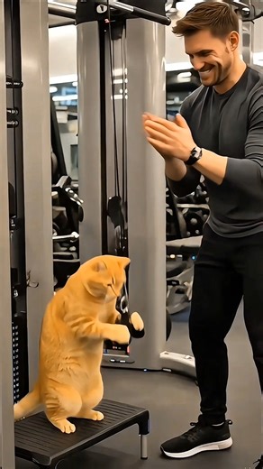 Cat Works Out Like a Human! Funniest Gym Trainer Ever 😹💪 #CatWorkout #GymCat #FunnyPets #funny