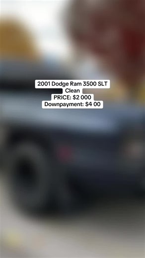 2001 Dodge Ram 3500 SLT Quad Cab Make Dodge Model Ram Save Mileage 78,100 VIN 1B7MC33691J537486 Engine 5.9L Turbodiesel I6 Drivetrain Rear-wheel drive Transmission Automatic (4-Speed) Body Style Truck Exterior Color Patriot Blue Pearl Interior Color Agate Title Status Clean PRICE: $2 000 Downpayment: $4 00 #CarsForSale #CheapCarsUSA #CarDeals #AffordableCars #FYP 🚗