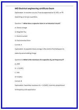 IAO Electrical engineering certificate Exam 636x882