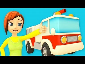 Feuerwehrautos löschen das Haus ab. Marias Autoschule. Cartoons für Kinder.