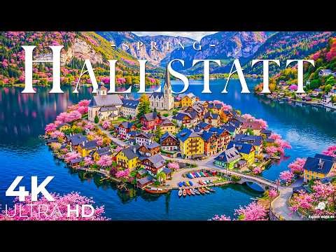 Hallstatt Spring 4K - Lakeside Reflection, Flowering Paths & Soft Spring Breeze | Relaxing Music