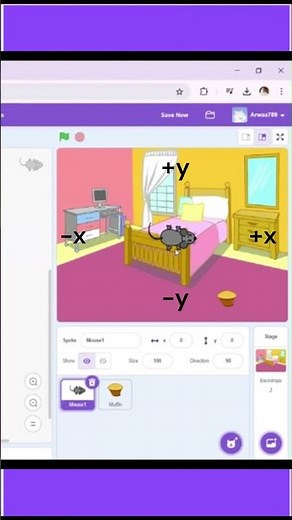 How to MOVE SPRITE using ARROWS KEYS in SCRATCH. #gamedev #shorts #tutorial #learning #move