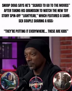 #SnoopDogg says he’s “scared to go to the movies’” after taking his grandson to watch the new Toy Story spin-off “Lightyear” which featured a same-sex couple sharing a kiss: “They’re putting it everywhere... These are kids” Thoughts on this??樂樂 | TheBirmingham_musicplug | Facebook