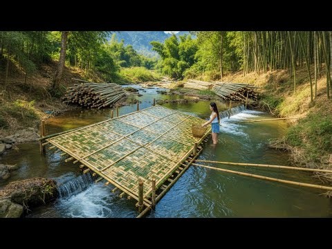 Building a Bamboo Fishing System to Catch 300kg of Fish in the Stream