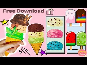 [Free Printable Ice Cream Shop] Papercraft for kids| Free Ice cream scoops template printable