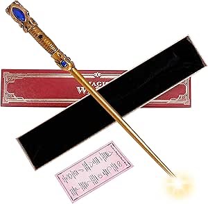 WinSence Light Up Magic Wizard Wand Rechargeable Illuminating Golden Wands for Witches Kids Boys Girls Party Gift, Jewel