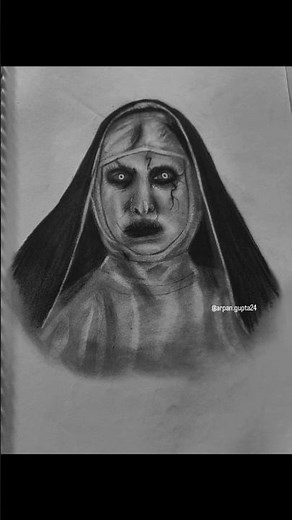 Drawing The Nun from the #conjuringuniverse #thenun2 #annabelle #scary #drawingtutorial #shortvideo