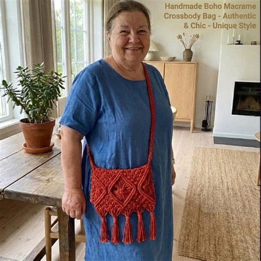 Red Macrame Crossbody Bag, Handmade Cotton Fringe Purse, Geometric Knot Summer Gift - Etsy