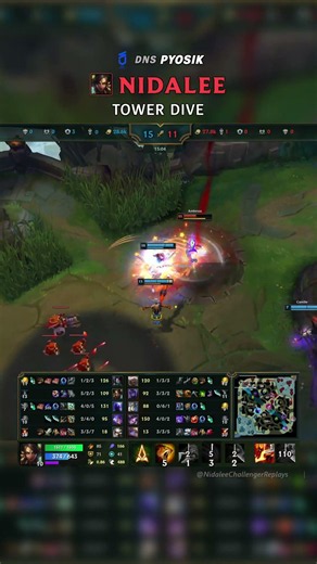 (DNS Pyosik) Nidalee TOWER DIVE | KR Grandmaster Patch 26.14 #shorts