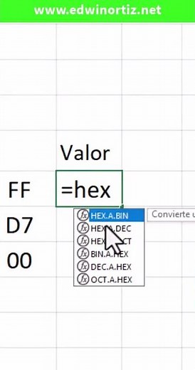 CONVERSION DE COLORES HEXADECIMAL A DECIMAL EN #excel