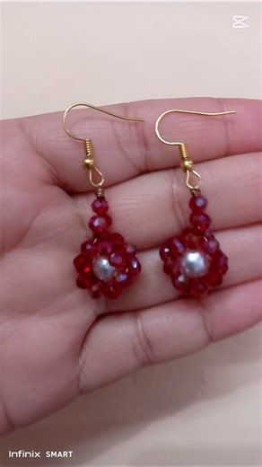Embedded pearl beaded earrings tutorial #shorts#diy#jewellery