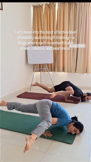 Yoga Trans-Certified Yoga Professionals Team on Instagram: "Let’s move into the most effective level of mobility and strength training — a stage where each movement builds power, balance, and awareness. I’ll guide you step by step through a scientifically designed, injury-free practice that enhances joint mobility, muscular strength, and nervous system stability. You’ll experience not just physical transformation but a state of meditative absorption, where the body feels open, the mind centered,