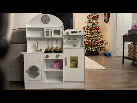 JOYDIAS Kids Play Kitchen Set Pretend Wooden Kid Kitchen Playset
