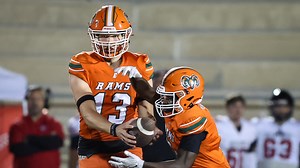 Eastside football's Nelson Tambling speaks after the Rams first round playoff win over South Sumter