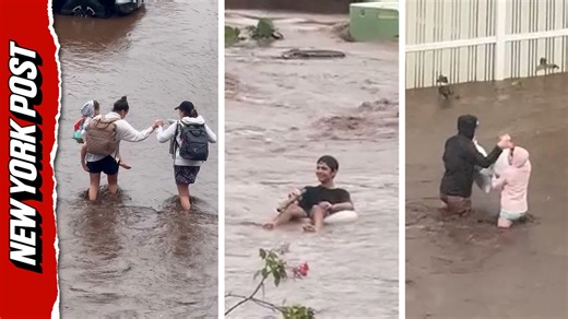Roads turn to waterways after flood in Kihei, Hawaii