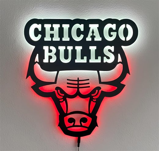 Chicago Bulls LED Wall Art, Basketball Neon Sign,custom Metal Wall Decor,man Cave Decor, NBA Fan Gift, Sports Room Lighting, Bull Head Light - Etsy
