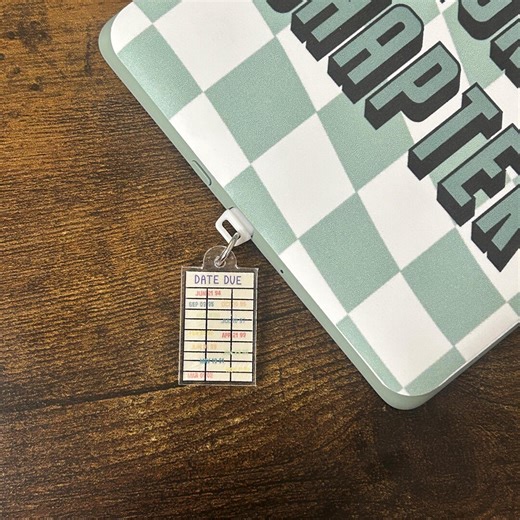 Library Card Kindle Charm: USB-C E-reader Dust Plug - Etsy