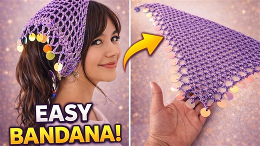 DIY boho crochet bandana and head scarf the easy sparkly pattern you can make