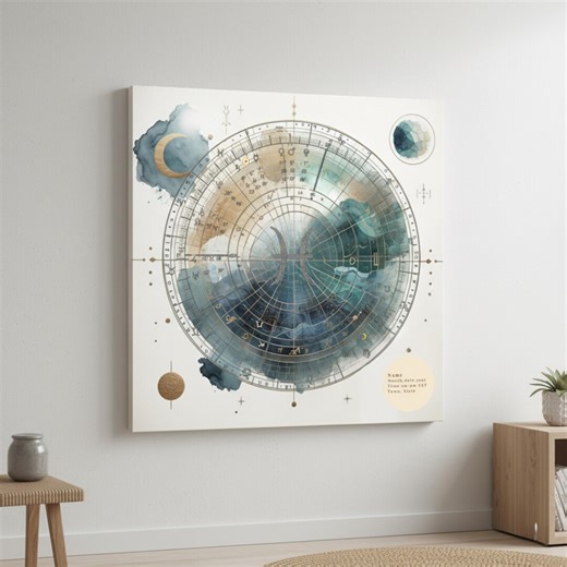 Personalized Birth Chart Canvas - Custom Natal Chart Art and Unique Zodiac Gift - Etsy