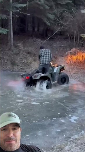 Quad trapped in mud, ice, pond! #mud #offroad #mudding