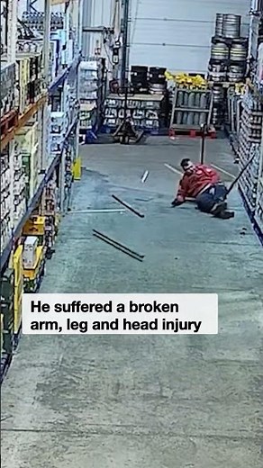 CCTV footage captures harrowing moment worker falls through roof
