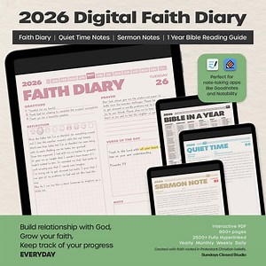 2026 Digital Faith Diary, Christian Planner, Daily Journal | Quite Time, Sermon Notes, Bible Reading Guide (PDF) - Etsy