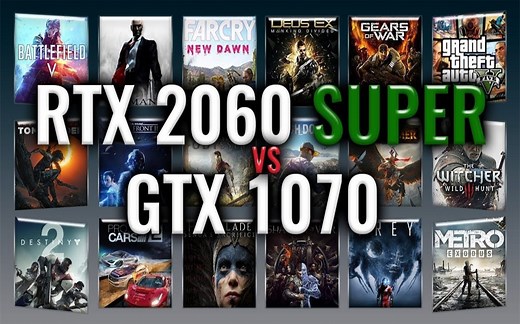 GTX 1070 vs RTX 2060 Super 显卡游戏性能测试对比（1080P分辨率，CPU为R5 3600） 1080P 60帧视频