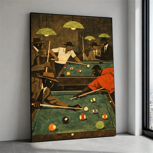 Vintage Pool Hall Scene Canvas, Retro Billiards Art, Men Playing Pool Wall Decor, Mid Century Style Canvas, Sports Room Canvas Print Art - Etsy