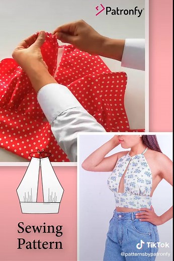 DIY Monica halter crop top #haltertop #sew #halter #pattens #pattern #sewing #patternsbypatronfy #diy #couture