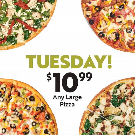 173K views · 143 reactions | Get $10.99 pizzas when you order online today. This is just what Tuesday needed! Order now. *Offer available at participating locations for a limited time on Tuesday only. In-store Family Size prices may vary. Includes Signature, Gourmet Delite®, Fresh Pan, Stuffed, or Create Your Own pizza up to 5 toppings; topping additions to recipe pizzas will result in additional charges. | Papa Murphy's Pizza | Facebook