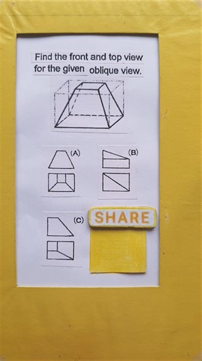 An oblique object is shown here in this mcq and asked to find out the front view and top view of it.