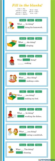 Present progressive affirmative questions worksheet