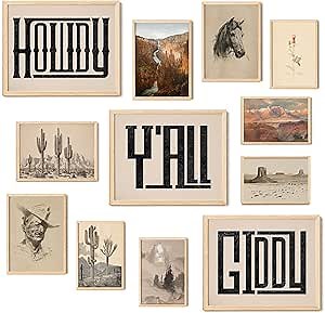 97 Decor Vintage Western Decor for Home - Boho Western Wall Art Prints for Bedroom, Southwest Wall Collage, Ranch Desert Aesthetic Pictures Southwestern Decorations for Dorm (Unframed)