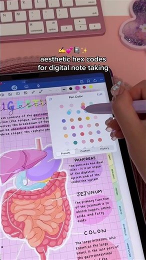 aesthetic hex codes 🩷 digital note taking | study notes | goodnotes app | iPad notes | apple pencil