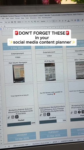 Must-haves in your content planner 👀 #socialmediamanager #socialmediamarketing #virtualassistant