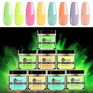 Dipping Powder Set - 8 Colors Night Fluorescence Glow Nails Dip Powder Starter Kit with Gift Box Neon Colors No Need UV/LED Lamp