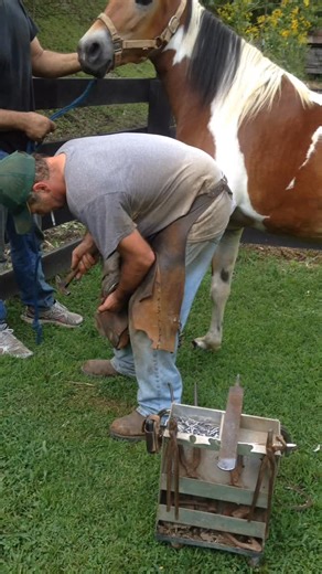 This is the life of a farrier, it’s hard back breaking work but it also rewarding especially when you get one that can’t walk and you help them,, please keep your rude comments to yourself thank you | Paula Blevins