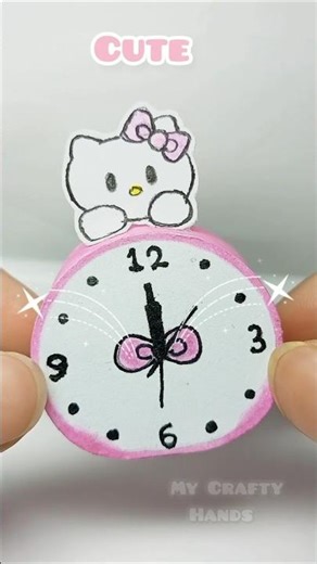 diy cute mini hello kitty clock 🎀⏰ #miniaturecraft #aestheticcrafts #cutecraft #shorts